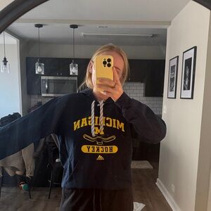 Adidas Navy and Yellow Michigan Hockey Hoodie